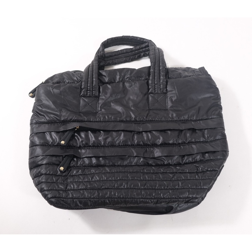 Sandra Roberts Bag Women Large Black SR2 Quilted Puffer Tote Pouch Handbag